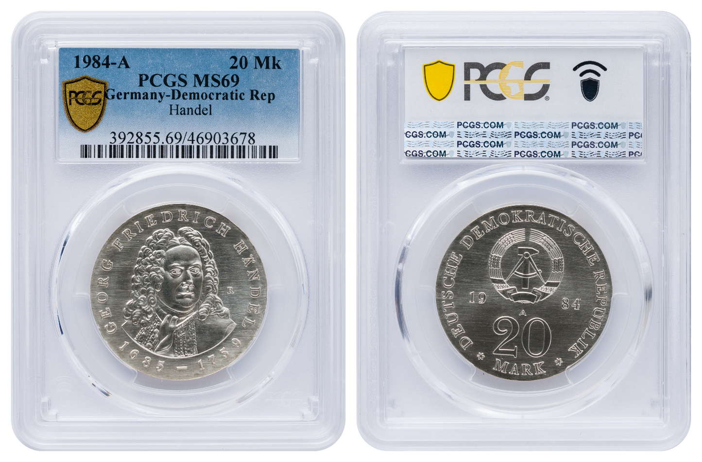 20 Mark DDR 1984 A Händel PCGS MS69 Top Pop 41
