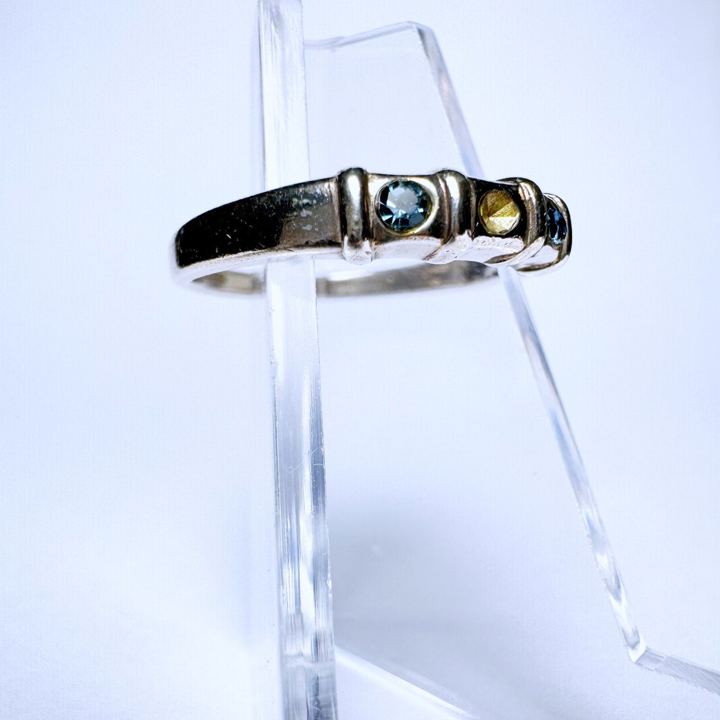 Ring 925er Silber Größe 52 mit blauen Steinen 1,75g1