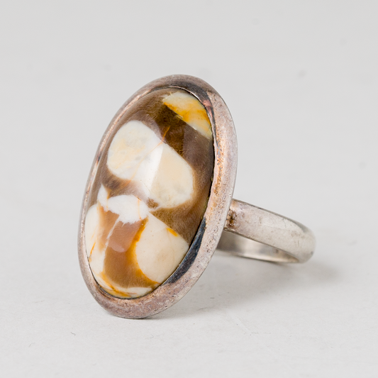Ring Brauner Stein 925er Silber 6,27 g Größe flexibel0