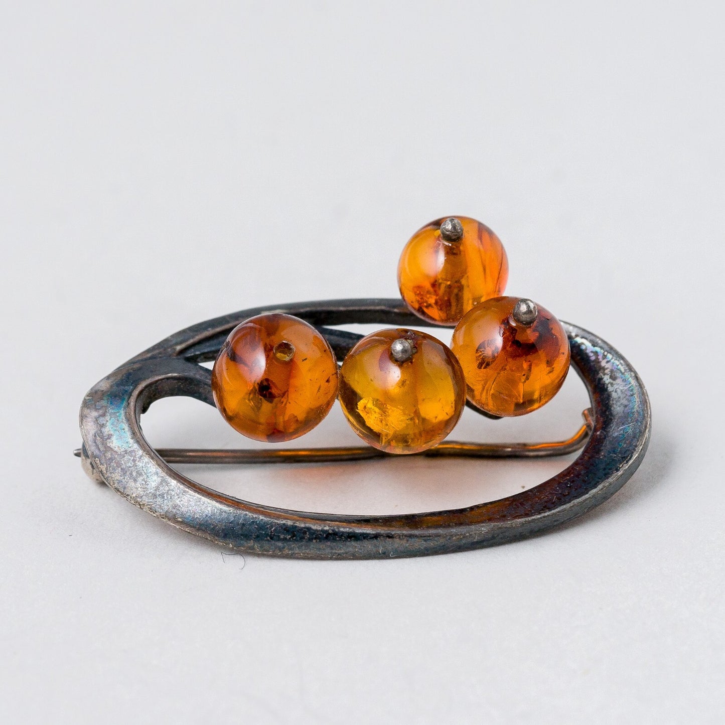 Brosche 925 Silber Bernstein 3,5 cm 5,9 g3