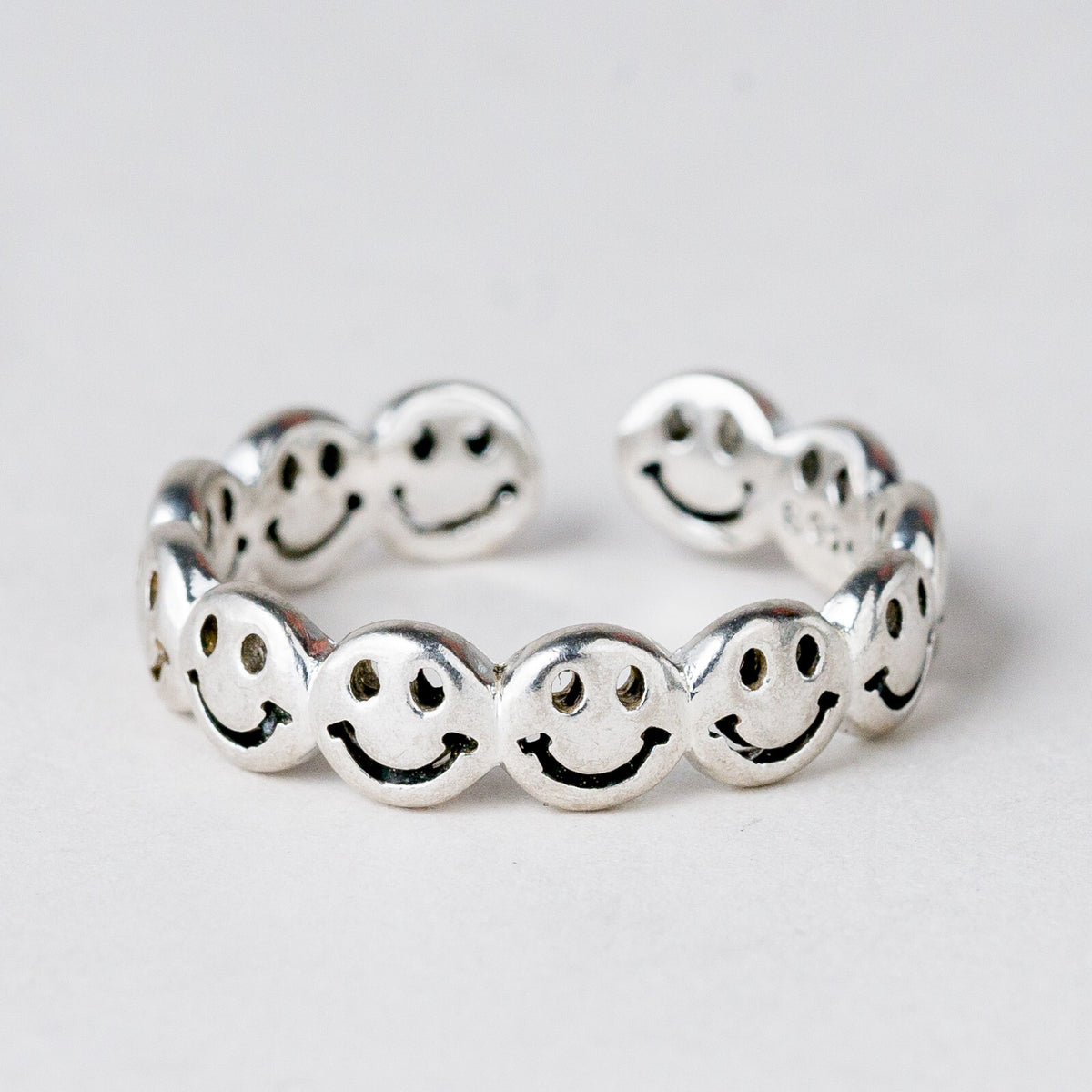 Silber Ring 925 Smileys Größe flexibel ca. 57 2,52 g0