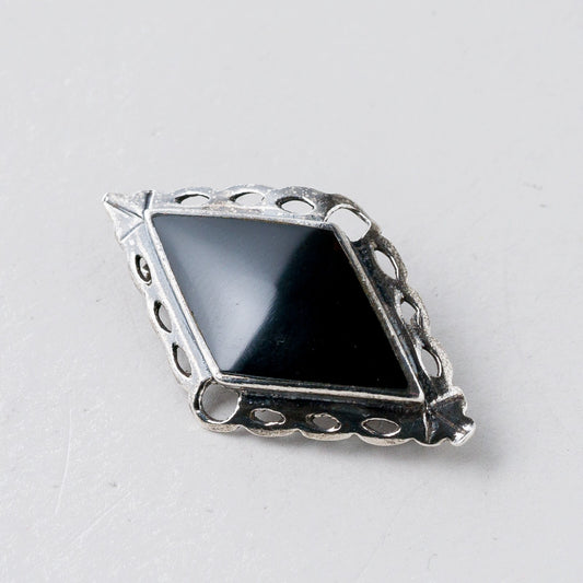Silber Brosche 925 Schwarzer Stein 3,5 cm 4,49 g0