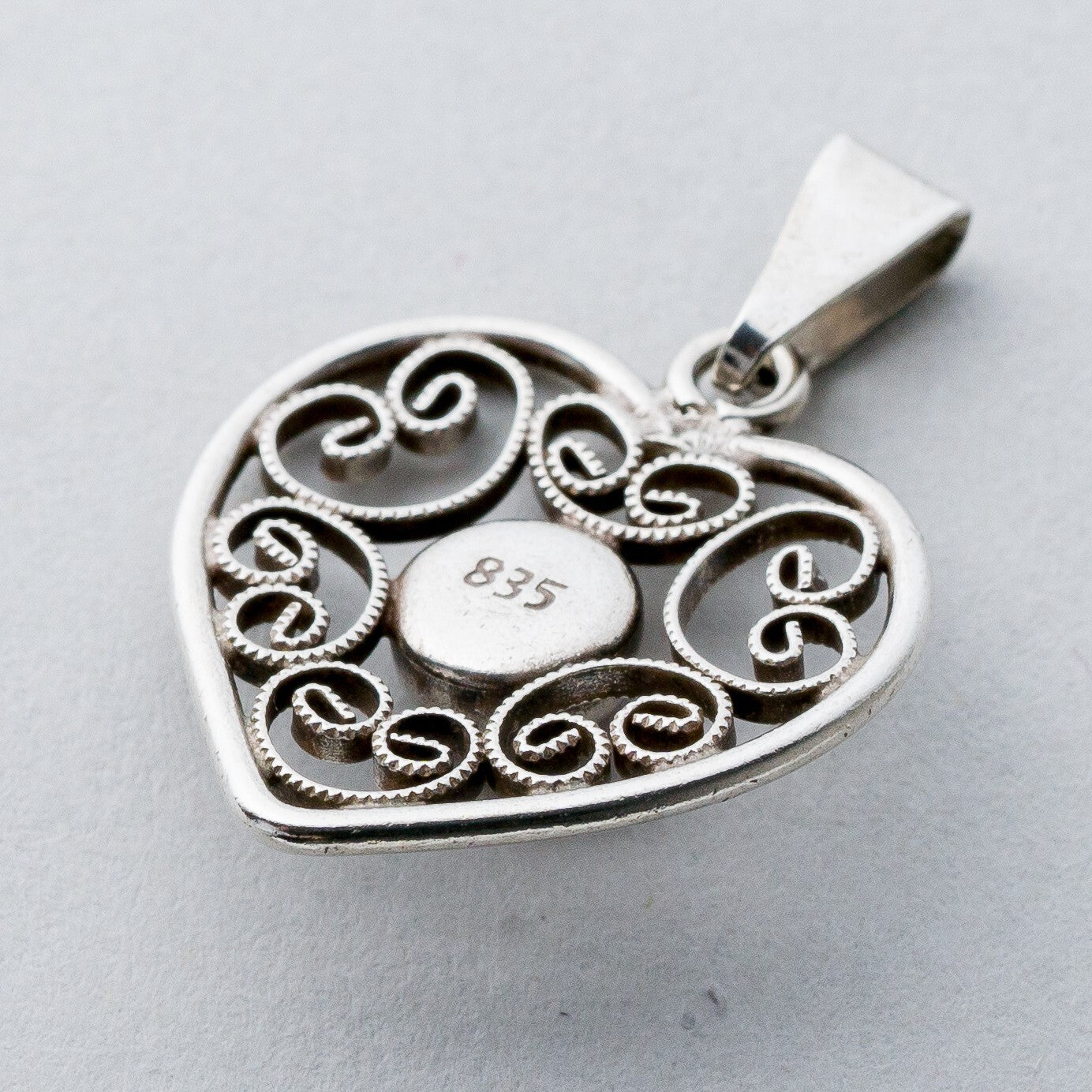 Silber Anhänger Kettenanhänger 835 Herz Roter Stein 1,35 g7