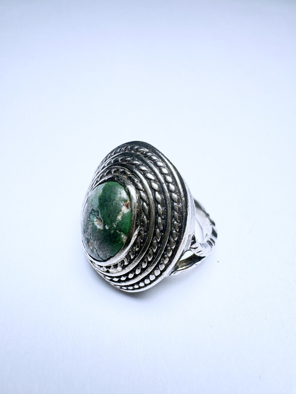 Ring 925er Silber Größe 50 Grüner Cabochon 6,38g0