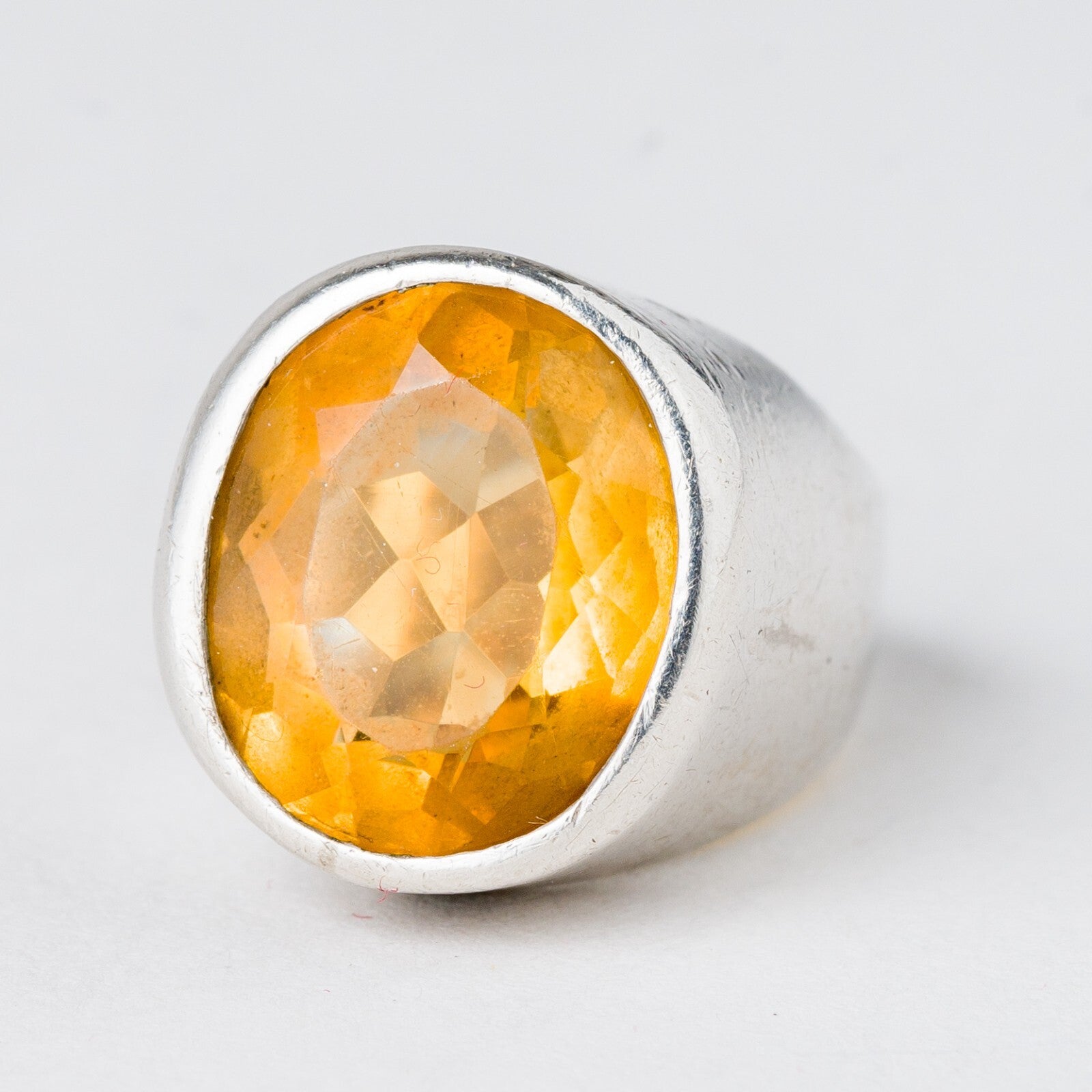 Silber Ring Oranger Stein Größe 47 (15,0 mm Ø) 9,32 g0