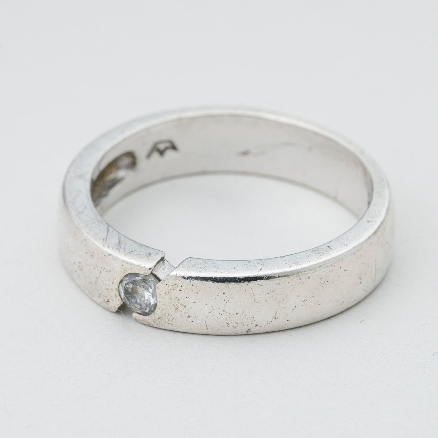 Silberring Weißer Stein 925er Silber 5 g Größe 61 (19,4 mm Ø)0