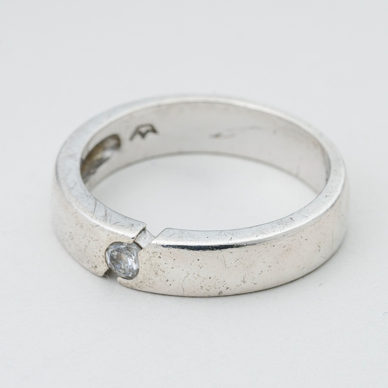 Silberring Weißer Stein 925er Silber 5 g Größe 61 (19,4 mm Ø)0