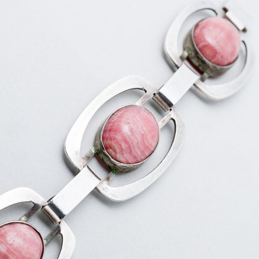 Silber Glieder Armband 20 cm 835 Rote Steine 27,04 g0