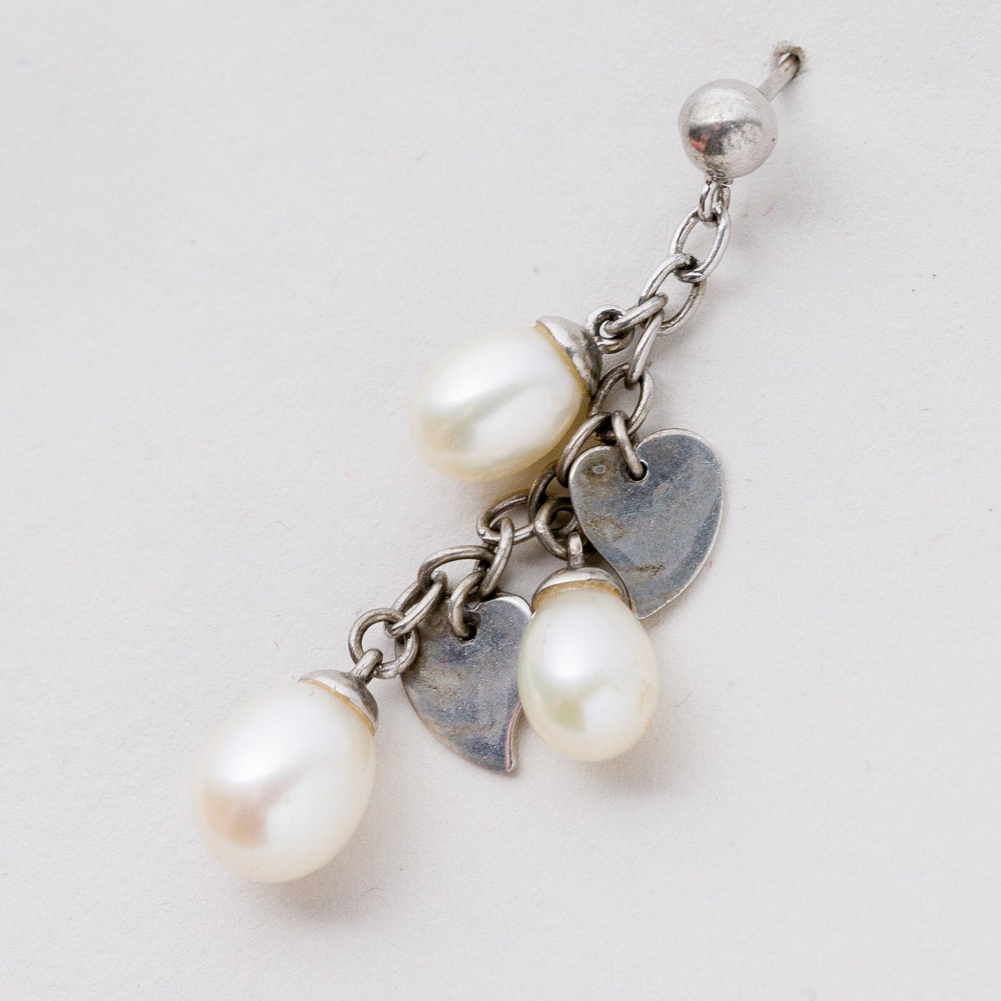 Einzelner Ohrring Hängeohrring Silber Perle 2,77 g0