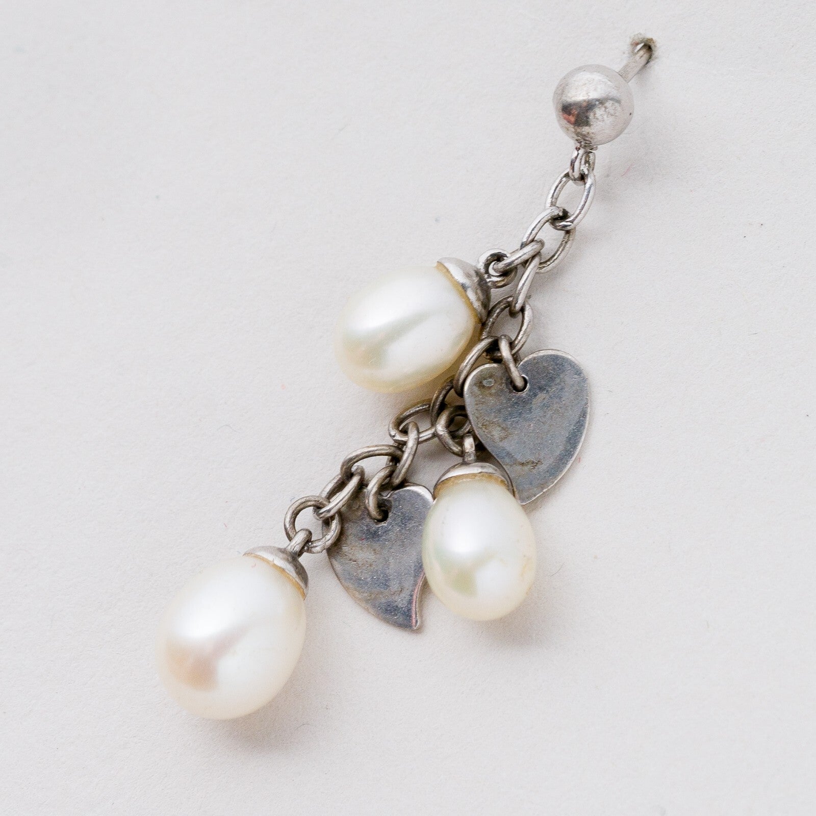 Einzelner Ohrring Hängeohrring Silber Perle 2,77 g0