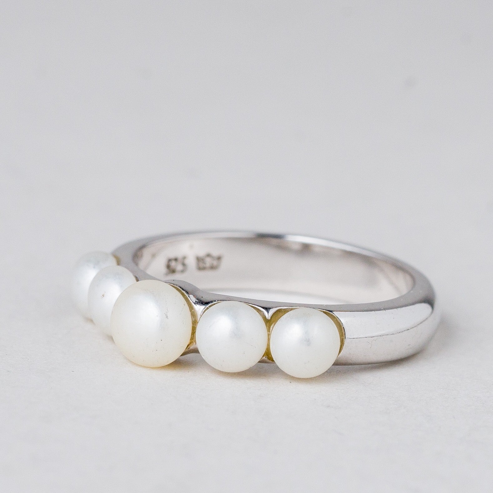 Ring Perlen 3,71 g 925er Silber Größe 53 (16,8 mm Ø)0