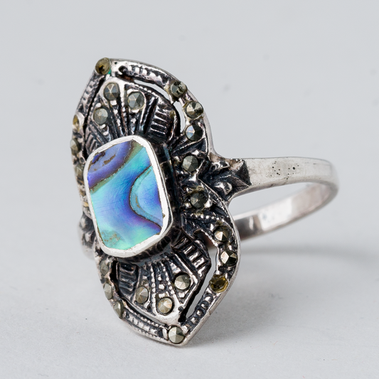 Ring Perlmutt 3 g 925er Silber Größe 58 (18,4 mm Ø)0