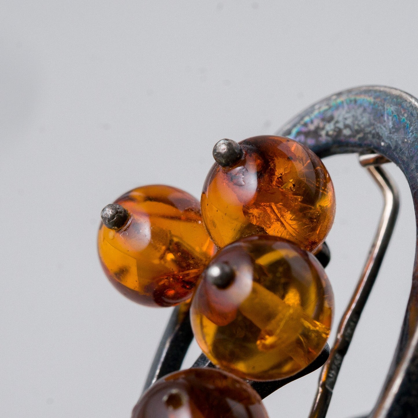 Brosche 925 Silber Bernstein 3,5 cm 5,9 g7