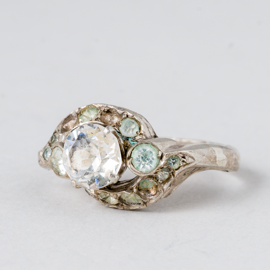 Ring Weißer Stein Silber 5,26 g Größe 53 (16,8 mm Ø)0