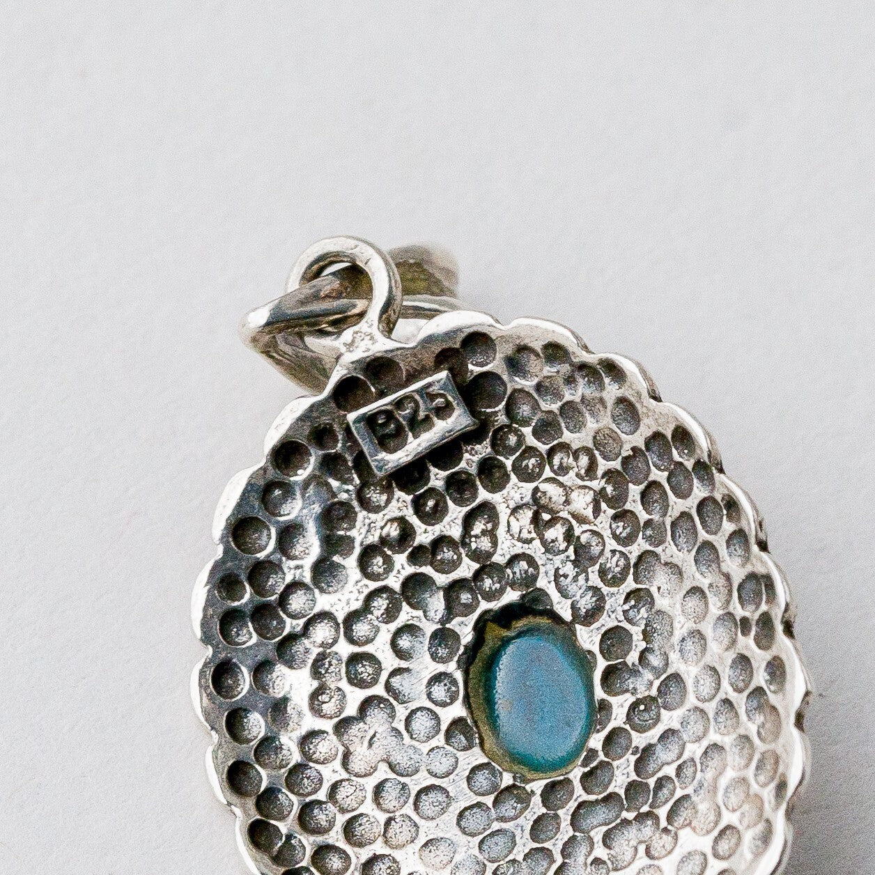 Silber Anhänger Kettenanhänger 925 Blauer Stein 2,46 g6