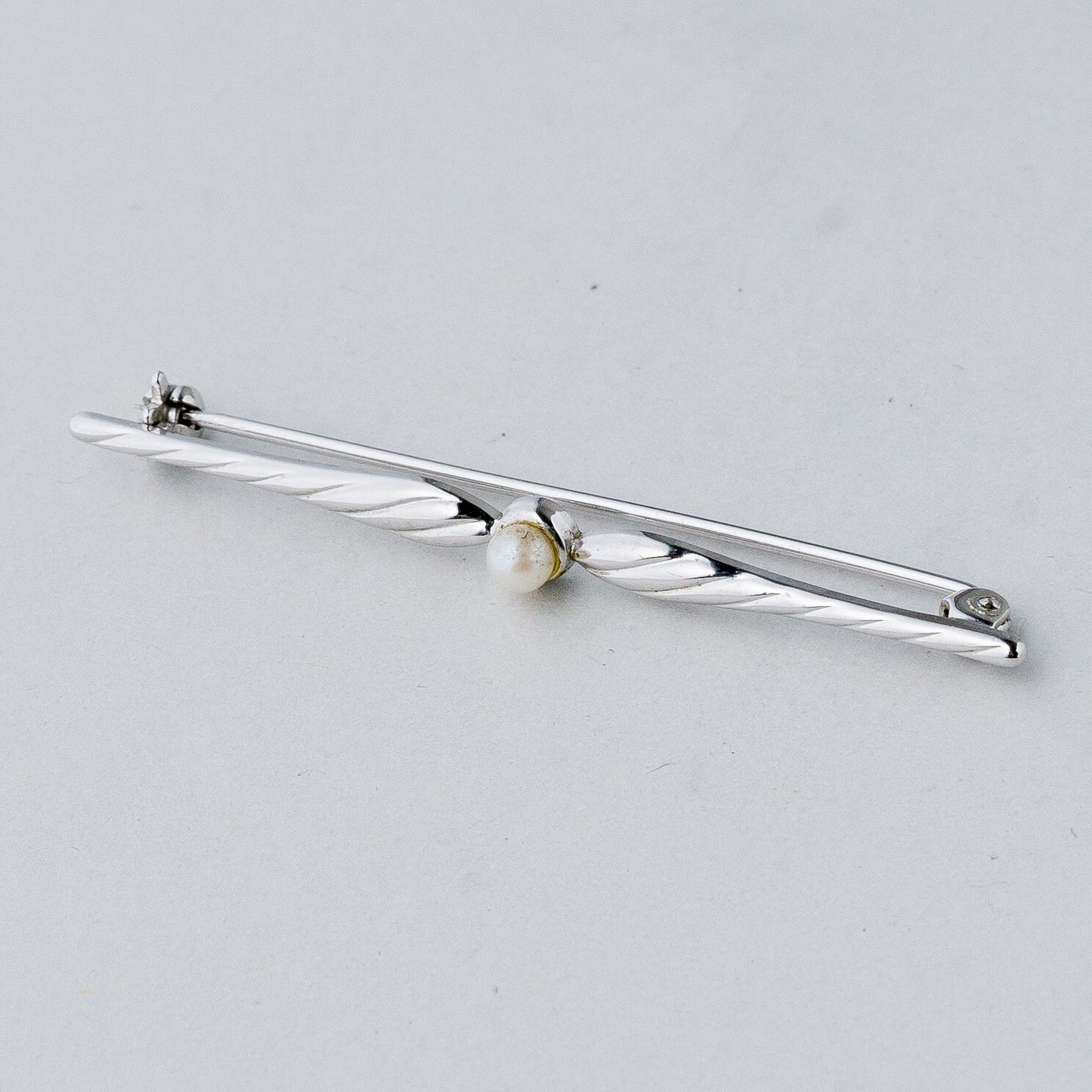 Silber Brosche Spange 835 Perle 2,79 g0