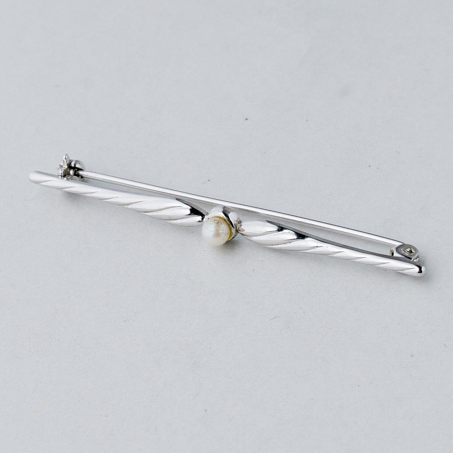 Silber Brosche Spange 835 Perle 2,79 g0
