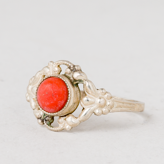 Ring Roter Stein 835er Silber 1,38 g Größe 54 (17,2 mm Ø)0
