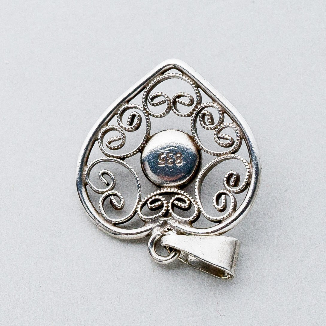 Silber Anhänger Kettenanhänger 835 Herz Roter Stein 1,35 g5