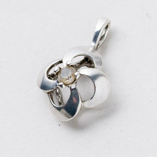Anhänger 835 Silber Weißer Stein 1,7 cm 1,18 g0