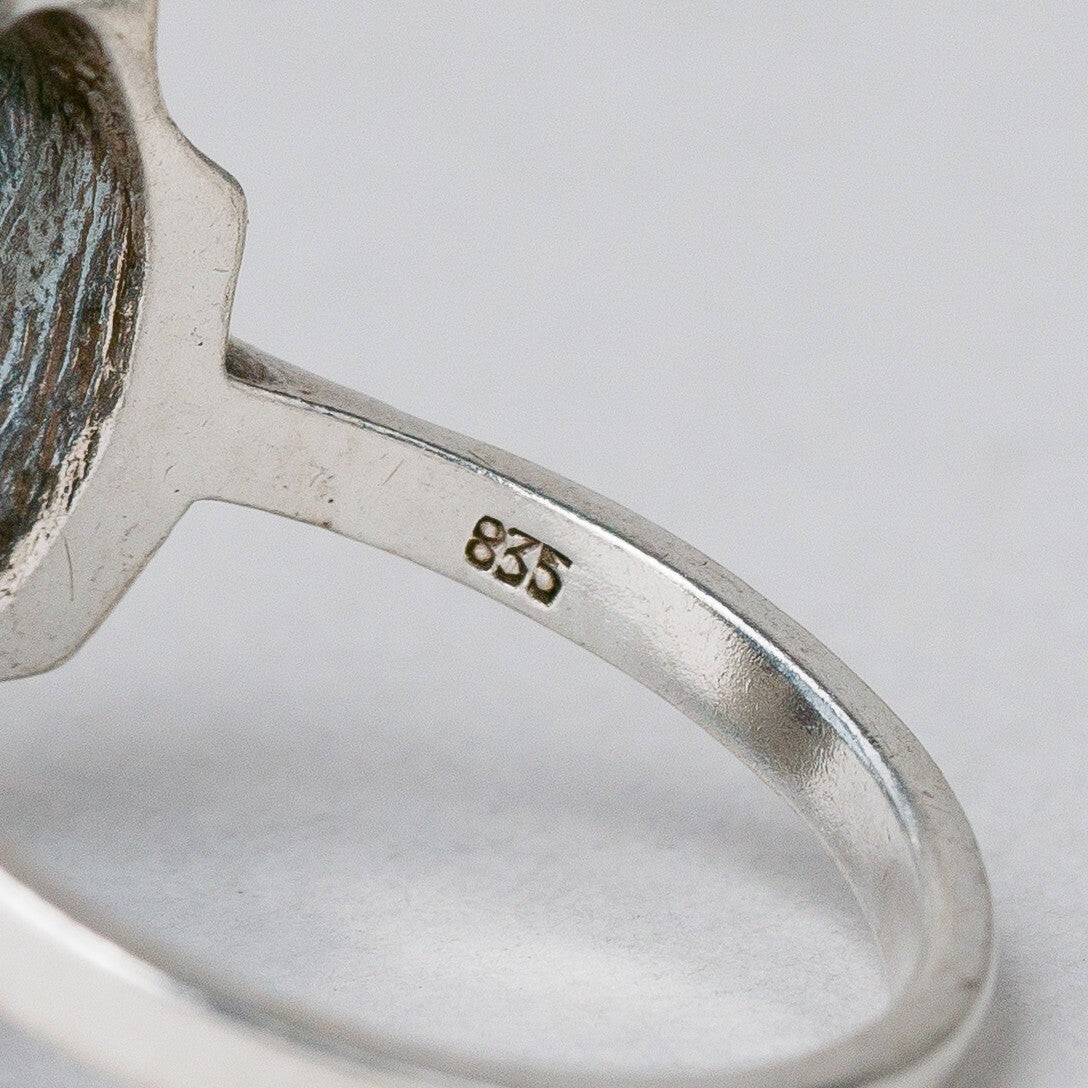 Silber Ring 835 Blauer Stein Größe 56 (17,8 mm Ø) 5,15 g6