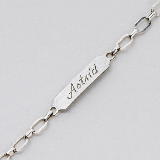 Silber Armband 835 Namensschild "Astrid" 17 cm 3,36 g0
