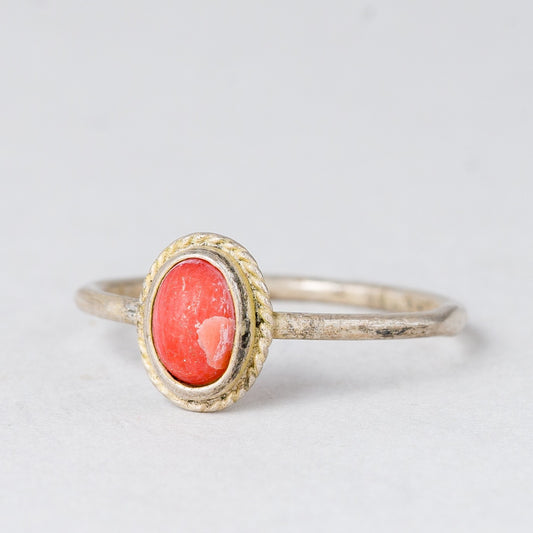 Ring Roter Stein 0,9 g 835er Silber Größe 47 (15,0 mm Ø)0