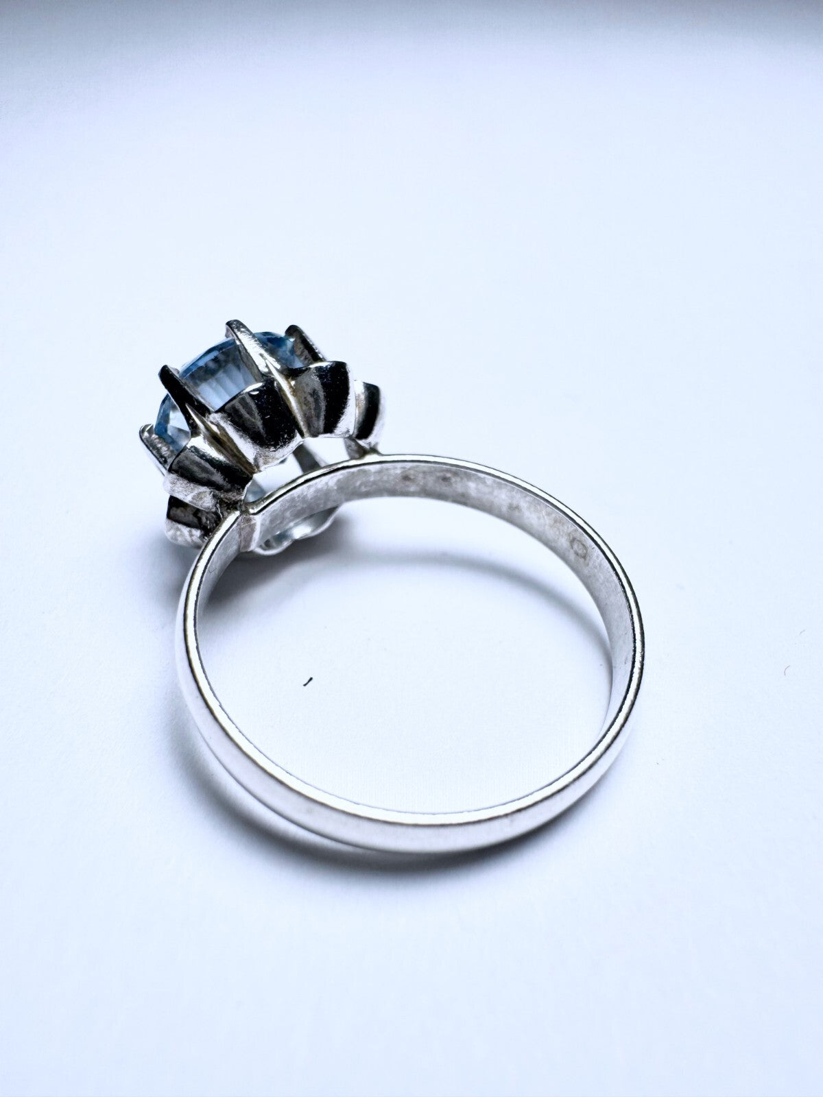Ring 925er Silber Größe 54 Hellblauer runder Stein 3,26g3