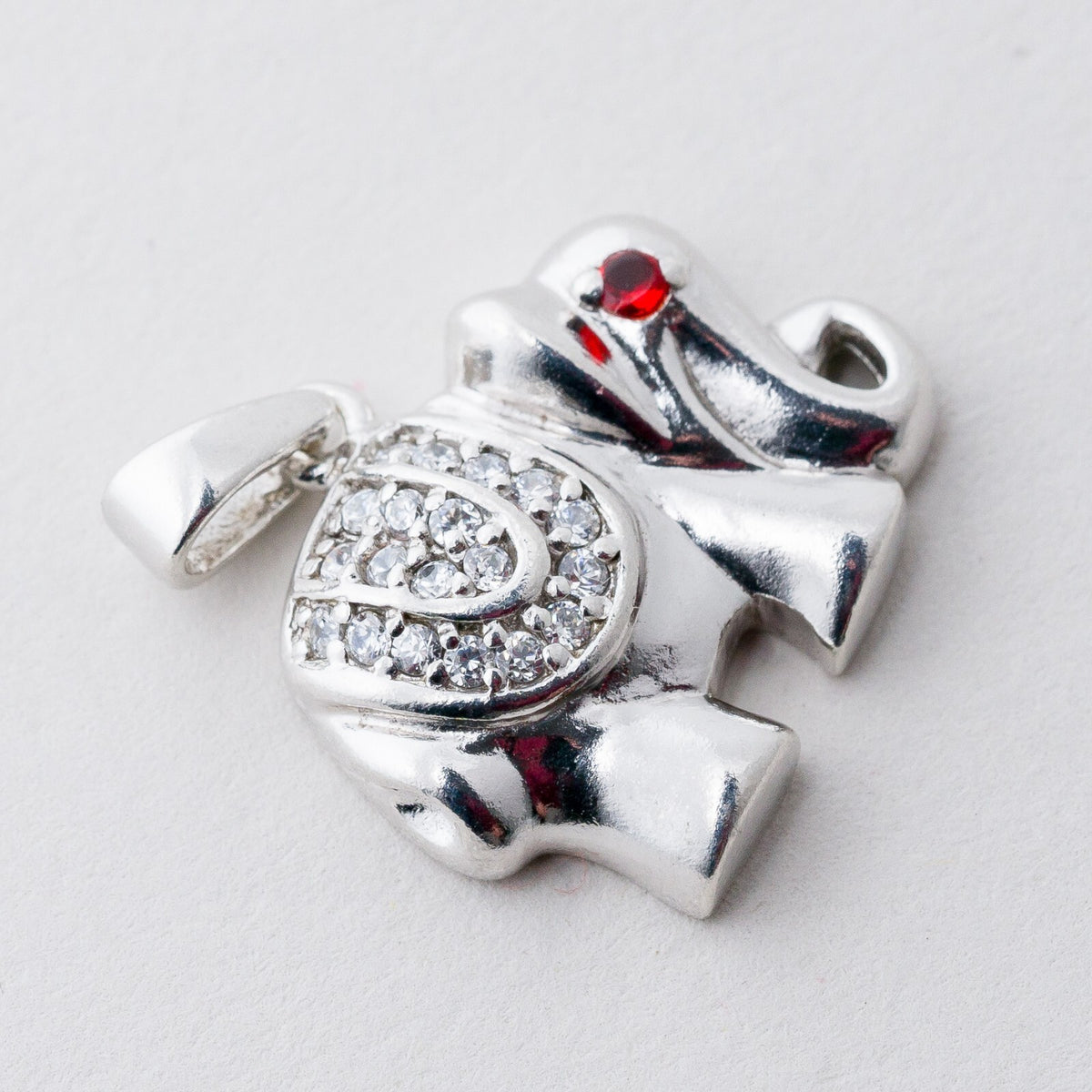 Anhänger Silber 925 Elefant Weiße und Rote Steine 2,3 cm 4,26 g2