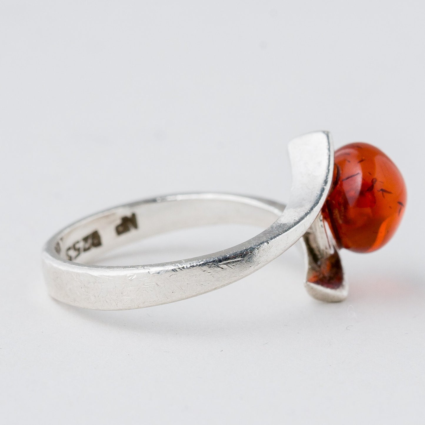 Silber Ring 925 Bernstein Größe 52 (16,5 mm Ø) 2,91 g2
