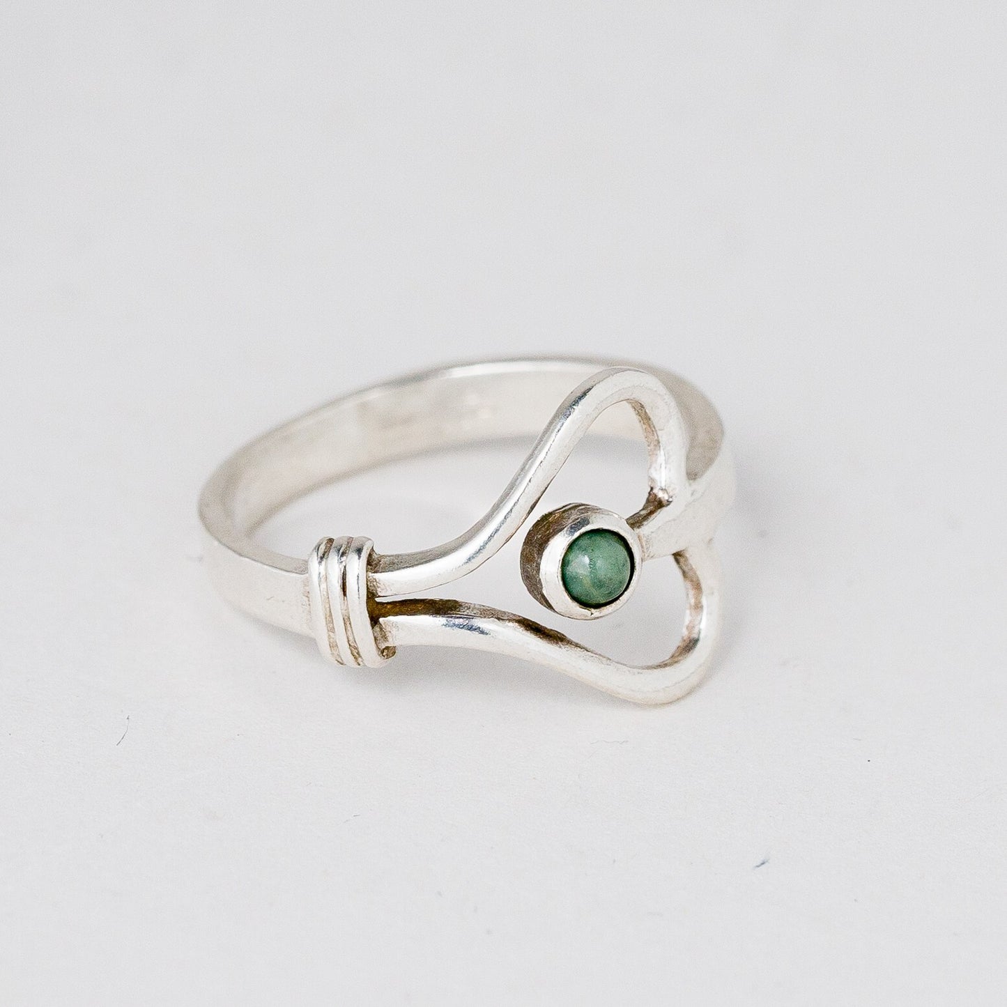 Silber Ring 52 (16,5 mm Ø) Grüner Stein 2,16 g1