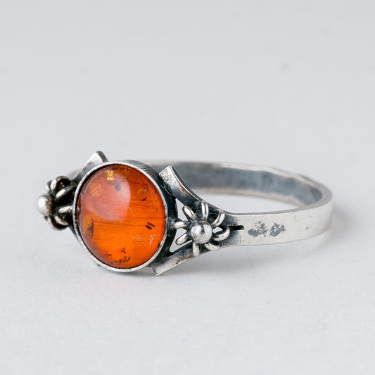Silber Ring 800 Bernstein Größe 62 (19,7 mm Ø) 2,03 g0