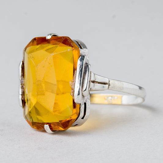 Silber Ring 830 Oranger Stein Größe 56 (17,8 mm Ø) 2,84 g0