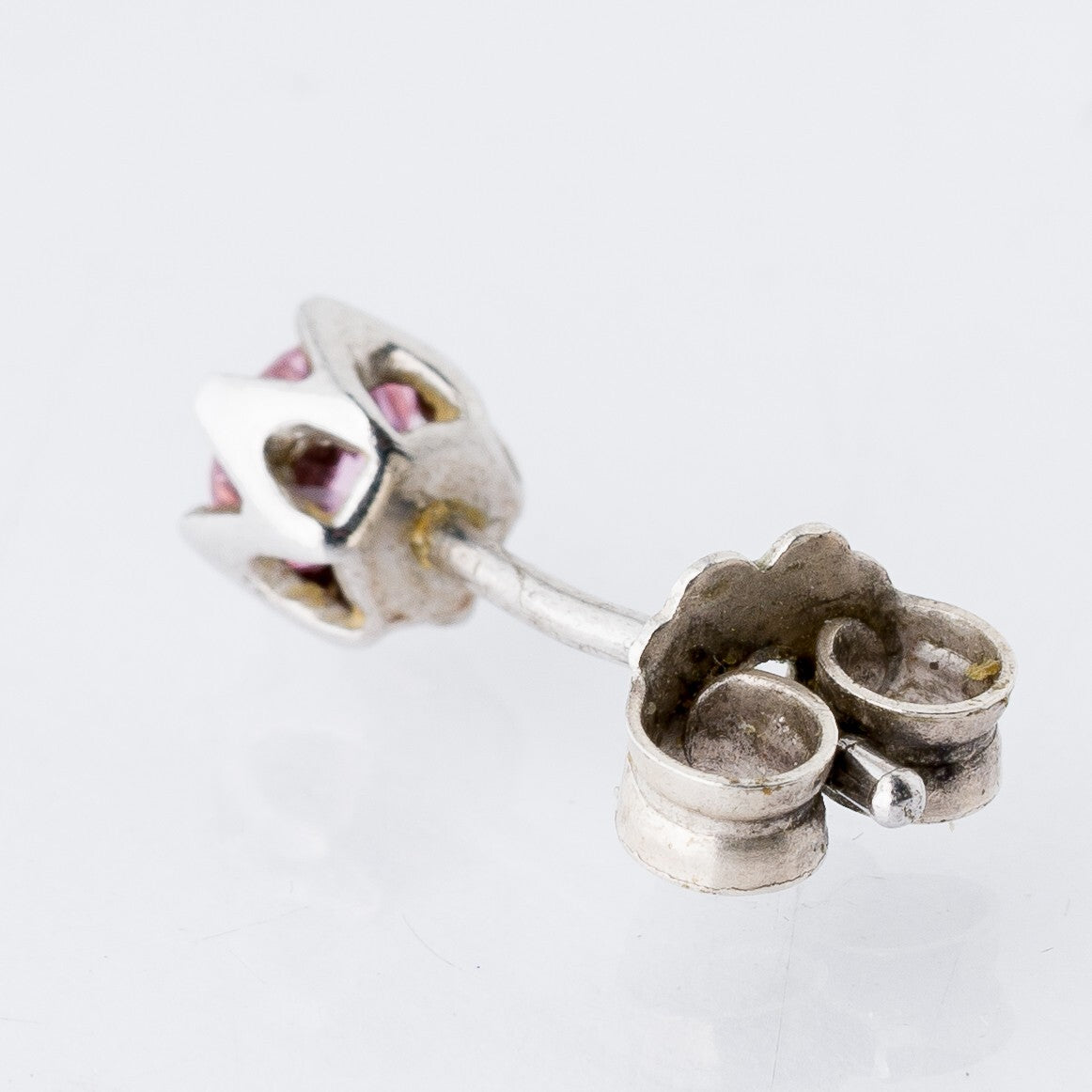 Einzelner Ohrring Ohrstecker Rosa Stein Silber 0,52 g3