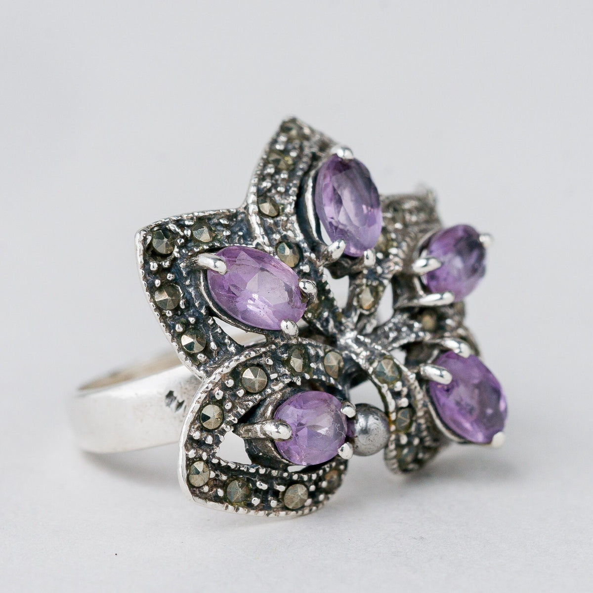 Silber Ring 925 Lila Steine Größe 51 (16,2 mm Ø) 6,78 g1