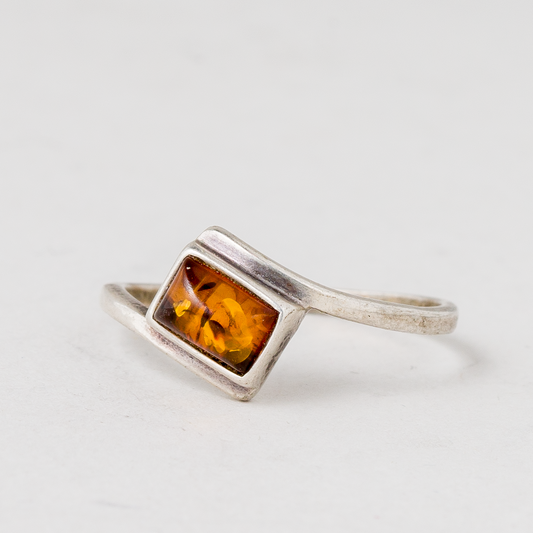 Ring Bernstein 925er Silber 1,29 g Größe 53 (16,8 mm Ø)0