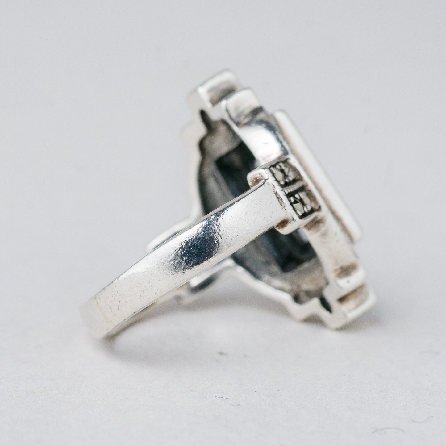 Silber Ring 925 Blauer Stein Größe 49 (15,6 mm Ø) 5,77 g2