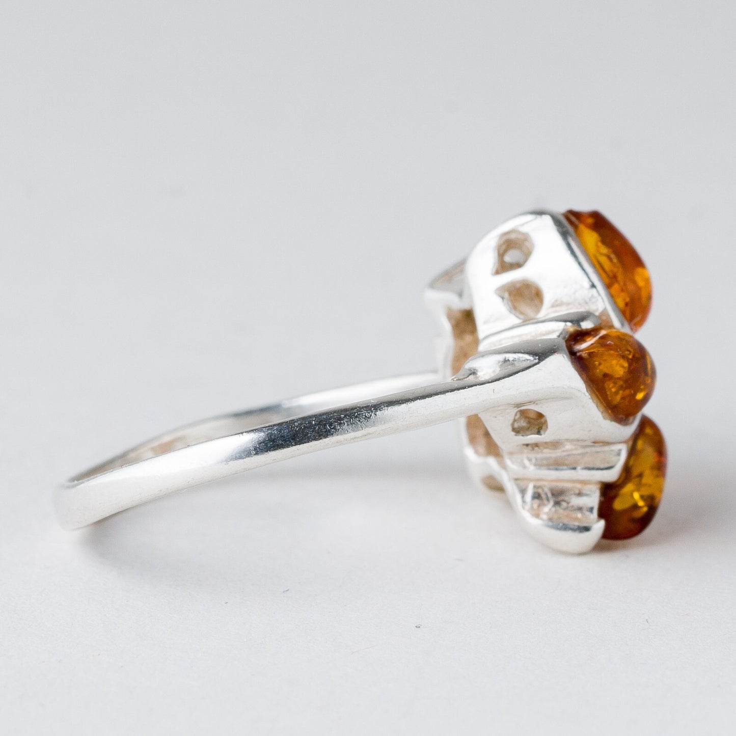 Silber Ring 925 Bernstein Größe 57 (18,1 mm Ø) 4,2 g2