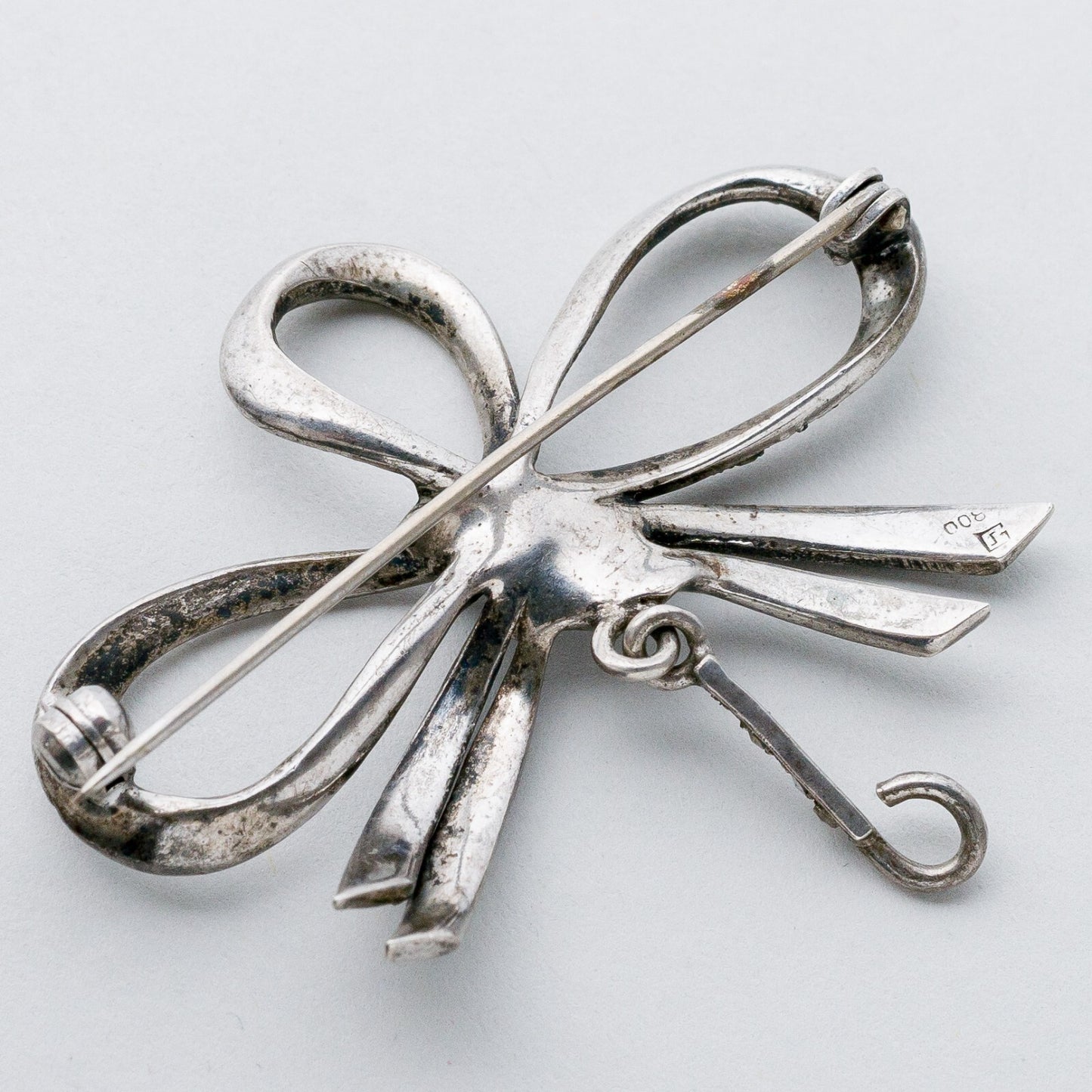 Silber Brosche Spange 800 Schleife Graue Steine 7,57 g5