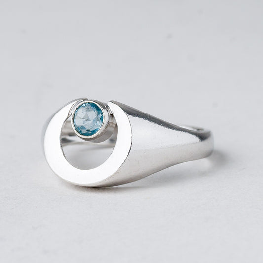 Silber Ring 835 Blauer Stein Größe flexibel ca. 51 2,33 g0