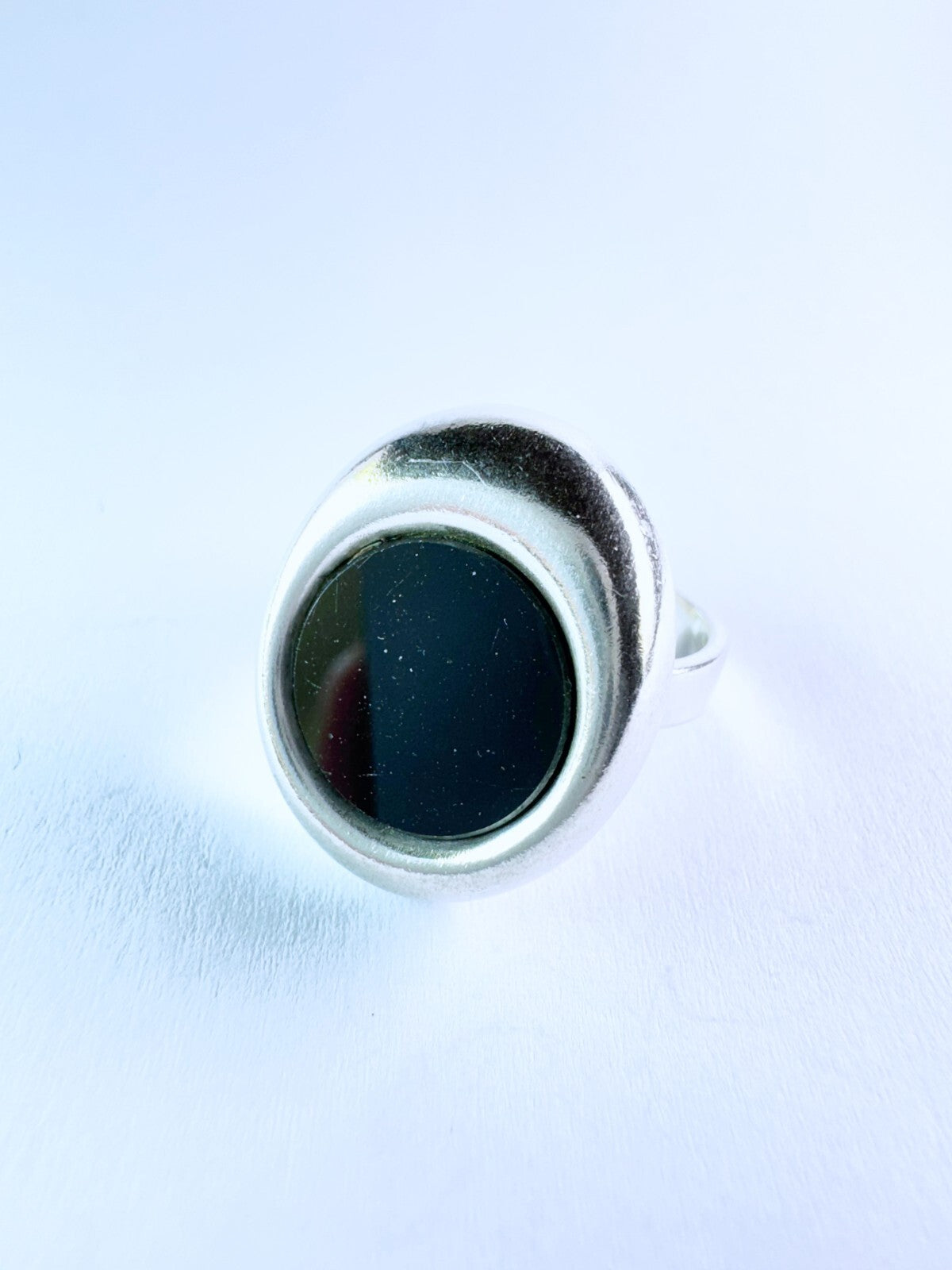 Silberring 835er Silber 70er mit schwarzen Stein Größe 54 (17,2 mm Ø) 8,95 g1