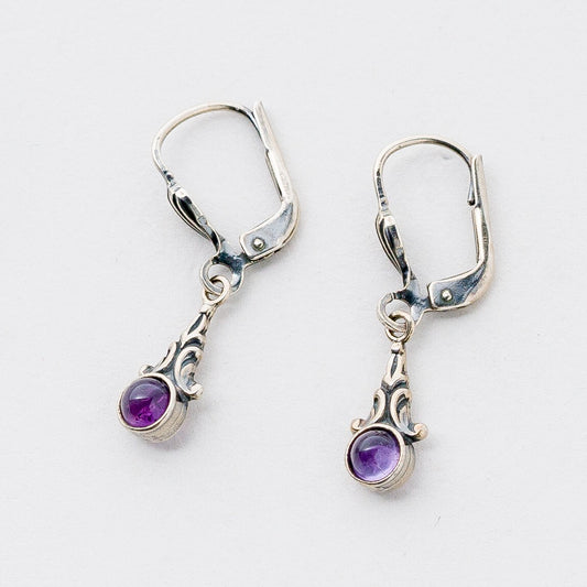 Silber Ohrringe Hängeohrring 925 Lila Steine 1,78 g0