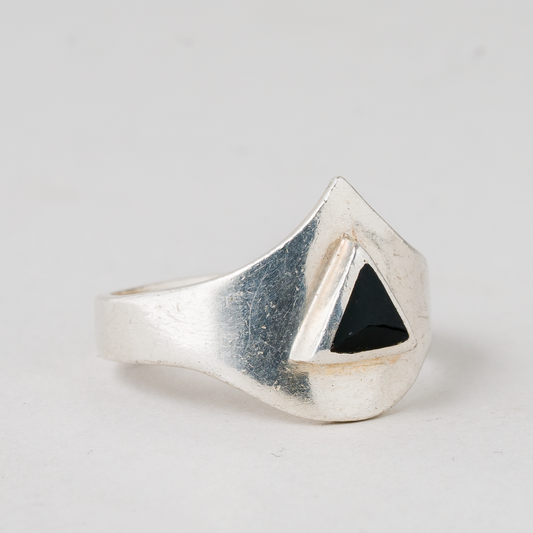 Ring Schwarzer Stein 925er Silber 4,37 g Größe 60 (19,1 mm Ø)0