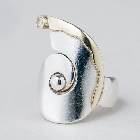 Silber Ring 925 Weißer Stein Größe 52 (16,5 mm Ø) 5,51 g0