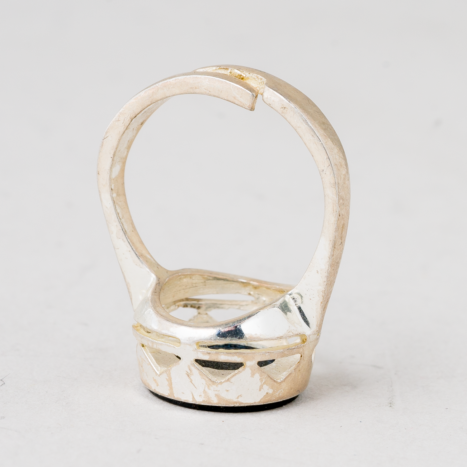 Ring Schwarzer Stein 925er Silber 4,1 g Größe flexibel3