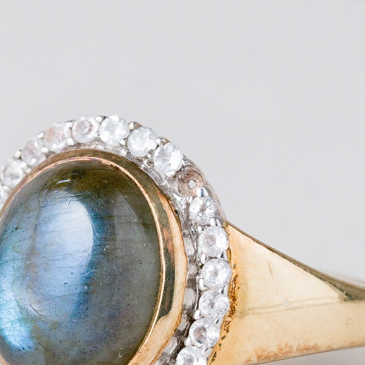 Silber Ring 925 vergoldet Blauer Stein Größe 60 (19,1 mm Ø) 4,82 g8