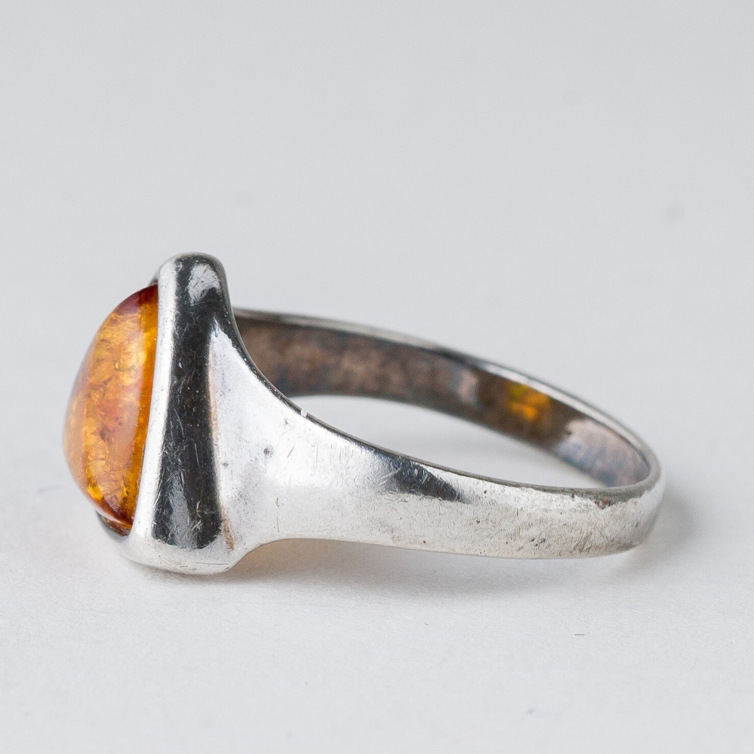 Silber Ring 925 Bernstein Größe 55 (17,5 mm Ø) 2,87 g4
