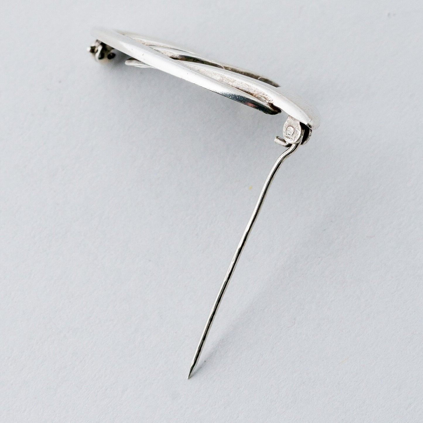 Silber Brosche Spange 925 Weißer Stein 3,52 g6