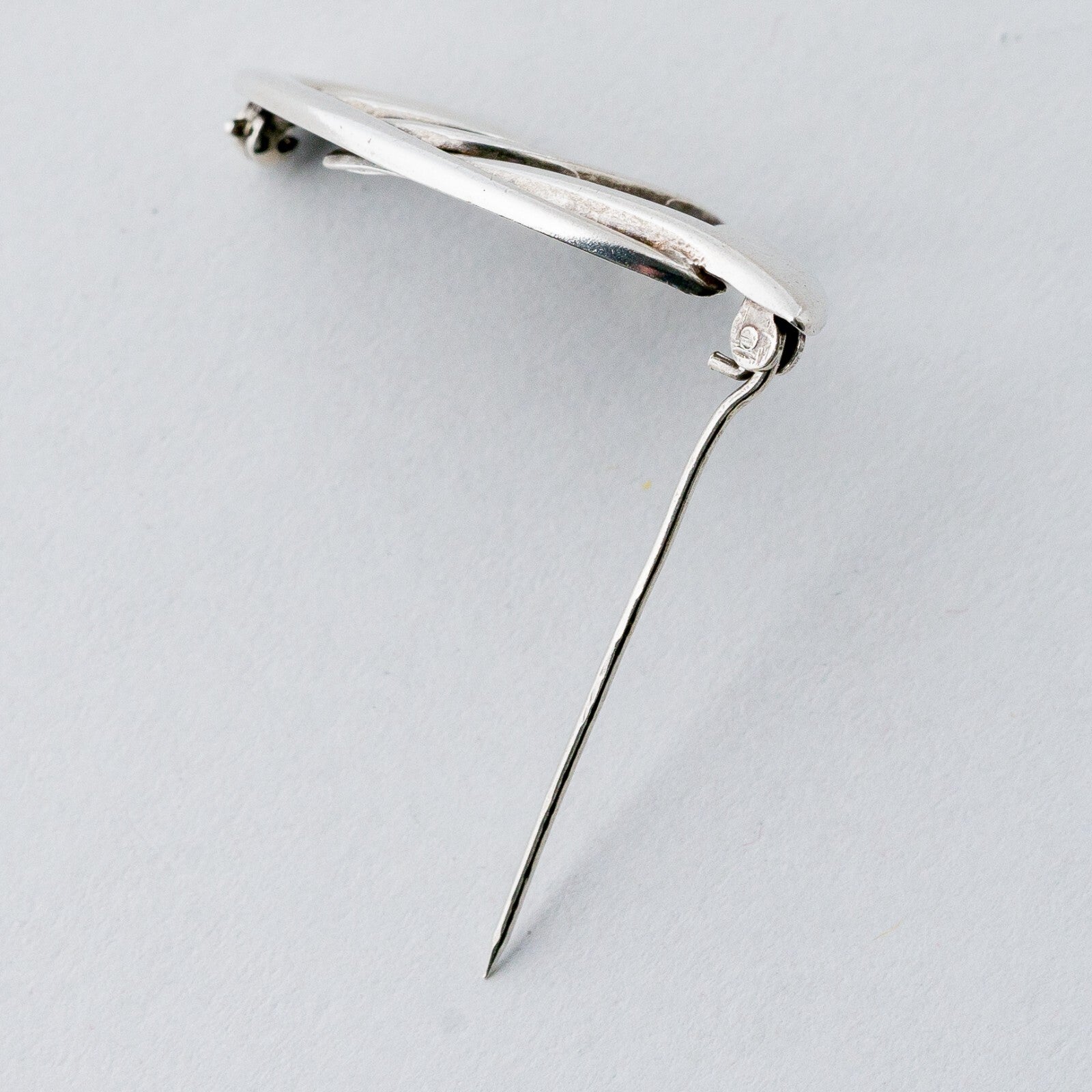 Silber Brosche Spange 925 Weißer Stein 3,52 g6