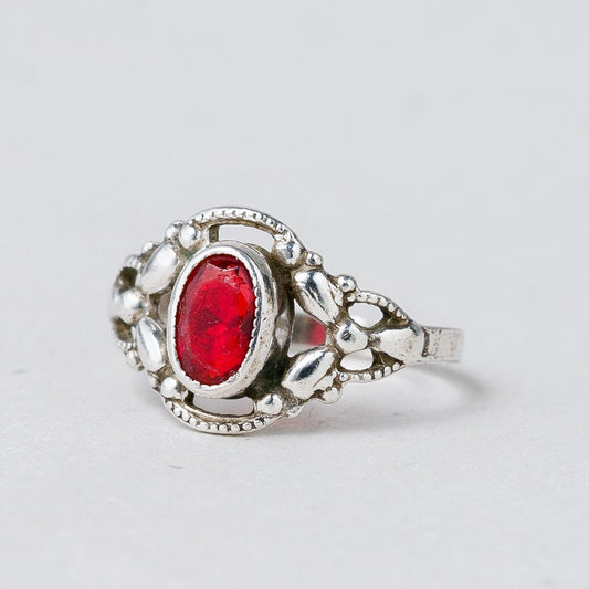 Ring Silber 835 Roter Stein Größe 40 (12,7 mm Ø) 0,98 g0